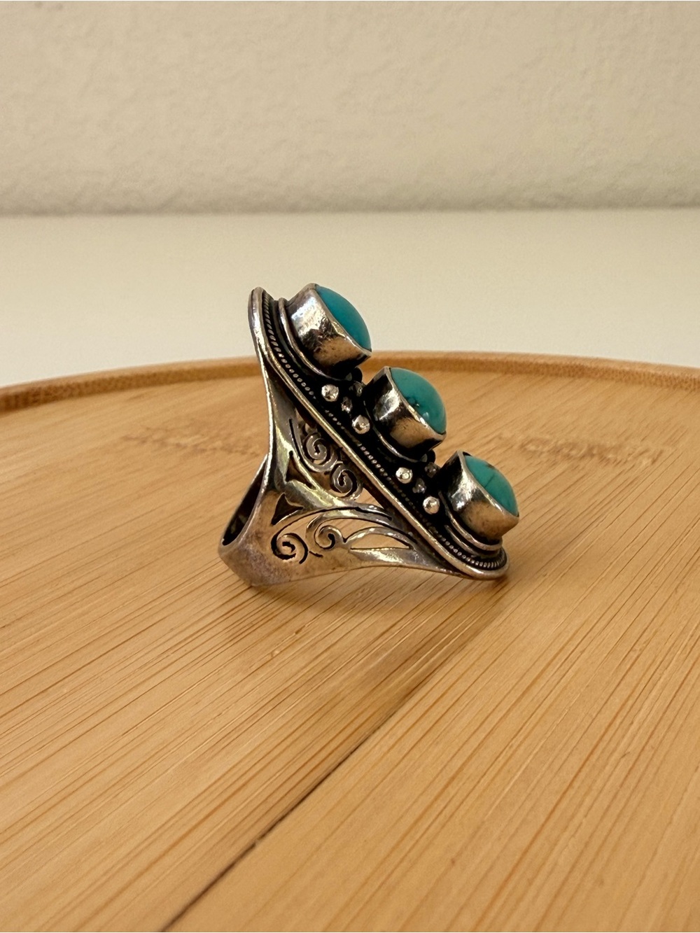 Silver Triple Turquoise ring - Picture 10 of 16